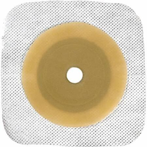 Ostomy Barrier Esteem synergy Pre-Cut Standard Wear Stomahesive White Tape Small Flange Esteem Synergy System Hydrocolloid 5/8 Inch Opening 4 X 4 Inch 405473 Box/10