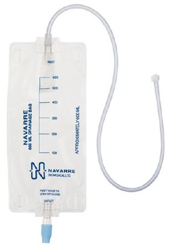 Gravity Drainage Bag Navarre 600 mL Sterile Luer connector Barrier NDB600