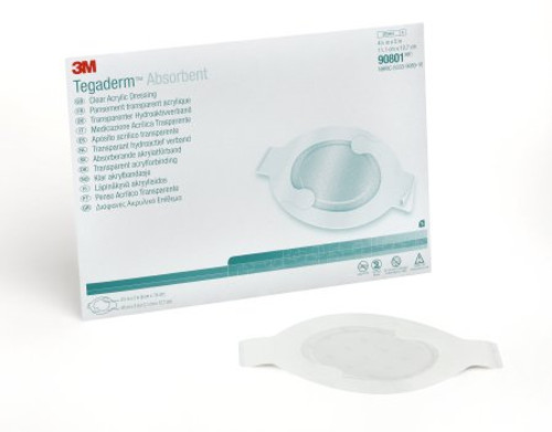 Absorbent Acrylic Transparent Film Dressing 3M Tegaderm Oval 4-3/8 X 5 Inch 2 Tab Delivery Without Label Sterile 90801