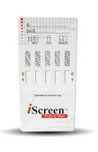 Drugs of Abuse Test iScreen 5-Drug Panel AMP COC OPI PCP THC Urine Sample 25 Tests IS5A Box/25