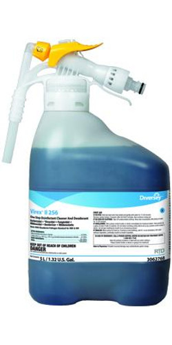 Diversey Virex II 256 Surface Disinfectant Cleaner Quaternary Based RTD Dispensing System Liquid Concentrate 5 Liter Bottle Mint Scent NonSterile DVS3062768 Case/1
