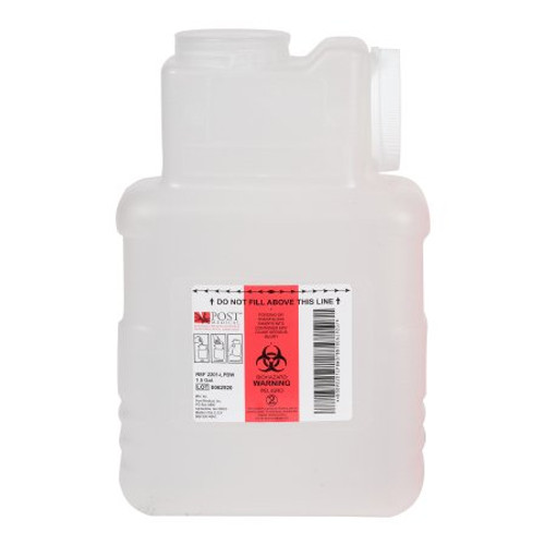 Sharps Container Leaktight 1.5 Gallon Translucent Base / White Lid Horizontal / Vertical Entry Screw On Lid 2201-LPBW
