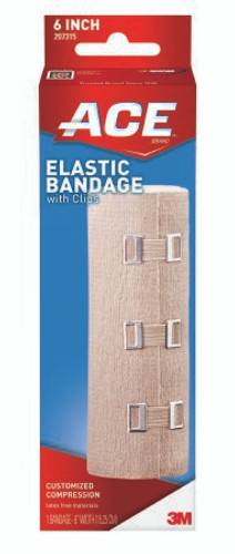 Elastic Bandage 3M ACE 6 Inch X 4-1/2 Foot Standard Compression Clip Detached Closure Tan NonSterile 207315