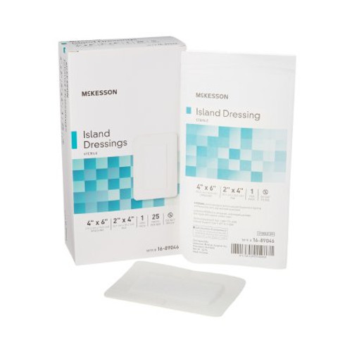 Adhesive Dressing McKesson 4 X 6 Inch Polypropylene / Rayon Rectangle White Sterile 16-89046