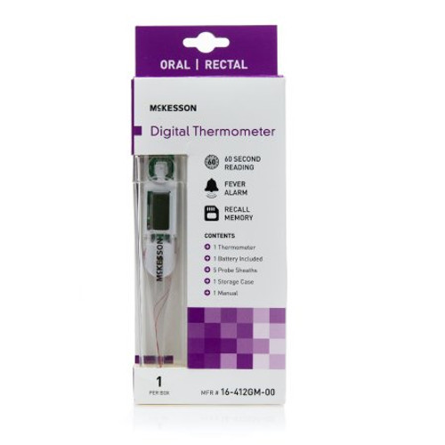 Digital Stick Thermometer McKesson Oral / Rectal / Axillary Probe Handheld 16-412GM-00