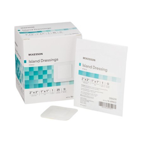 Adhesive Dressing McKesson 2 X 2 Inch Polypropylene / Rayon Square White Sterile 16-89022