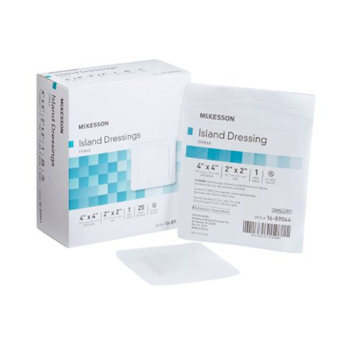 Adhesive Dressing McKesson 4 X 4 Inch Polypropylene / Rayon Square White Sterile 16-89044