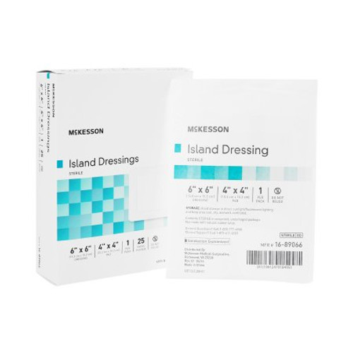 Adhesive Dressing McKesson 6 X 6 Inch Polypropylene / Rayon Square White Sterile 16-89066