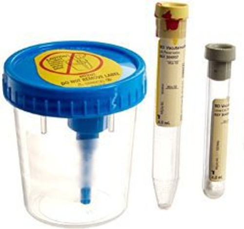 Urine Specimen Collection Kit BD Vacutainer 4 mL / 8 mL Plastic Collection Cup / Collection Tube Sterile 364957 Case/50