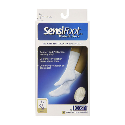 Diabetic Compression Socks JOBST Sensifoot Crew Small White Closed Toe 110836 Pair/1