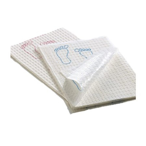 Procedure Towel Footprint 13-1/2 X 18 Inch White / Mauve Footprints NonSterile 70192N Case/500