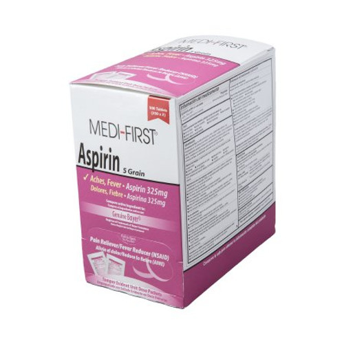 Pain Relief Medi-First 325 mg Strength Aspirin Tablet 500 per Box 80513 Case/12