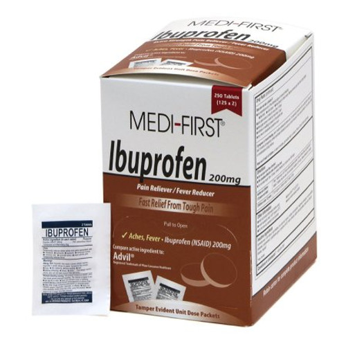 Pain Relief Medi-First 200 mg Strength Ibuprofen Tablet 125 per Box 80848 Case/12