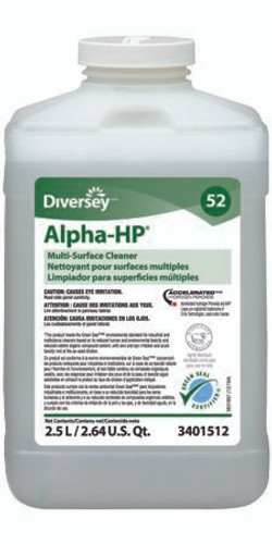 Diversey Alpha-HP Surface Cleaner Peroxide Based J-Fill Dispensing Systems Liquid Concentrate 2.5 Liter Bottle Citrus Scent NonSterile DVS3401512 Case/2