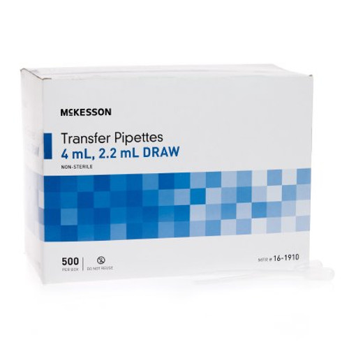 McKesson Transfer Pipette 3.9 mL Capacity 0.5 to 1 mL Graduation Increments NonSterile 16-1910 Box/1