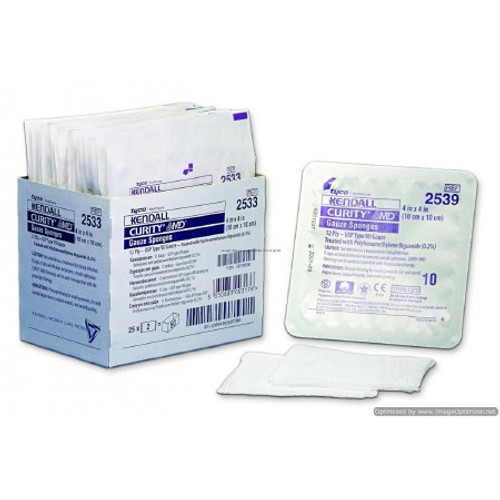 Antimicrobial Gauze Sponge Curity AMD Gauze 12-Ply 4 X 4 Inch Square Sterile 2533