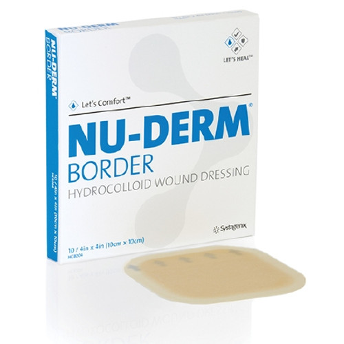 Hydrocolloid Dressing Nu-Derm Border 4 X 4 Inch Square Sterile HCB204 Hydrocolloid Dressing Nu-Derm Border 4 X 4 Inch Square Sterile HCB204