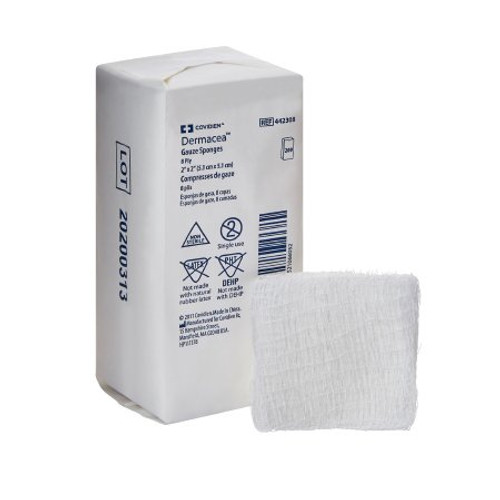 Gauze Sponge Dermacea Cotton 8-Ply 2 X 2 Inch Square NonSterile 442308