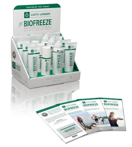 Countertop Display Biofreeze Contains 6 BF Pro Gel 3 BF Pro Roll-On 3 BF Pro 360 Spray 13439 Case/1