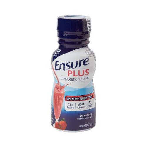 Oral Supplement Ensure Plus Therapeutic Nutrition Strawberry Flavor Ready to Use 8 oz. Bottle 58301