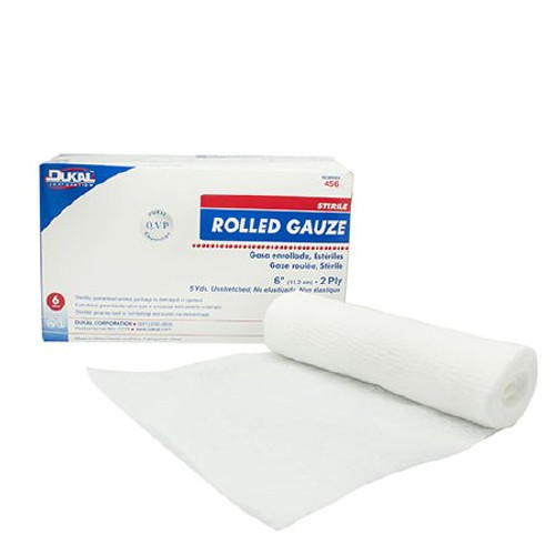 Fluff Bandage Roll Dukal Cotton 2-Ply 6 Inch X 5 Yard Roll Shape Sterile 456