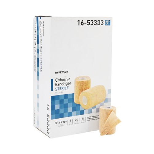 Cohesive Bandage McKesson 3 Inch X 5 Yard Standard Compression Self-adherent Closure Tan Sterile 16-53333