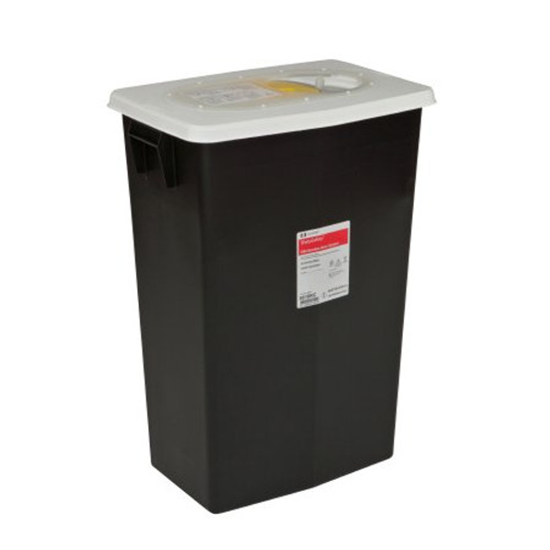 RCRA Waste Container SharpSafety 26 H X 12-3/4 D X 18-1/4 W Inch 18 Gallon Black Base / White Lid Vertical Entry Gasketed Sliding Lid 8618RC