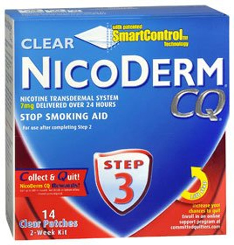 Stop Smoking Aid Nicoderm CQ 7 mg Strength Transdermal Patch 00135019602 Box/1