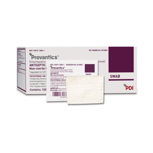 Antiseptic Prep Pad Prevantics 3.15% / 70% Strength CHG Chlorhexidine Gluconate / Isopropyl Alcohol Individual Packet NonSterile B10800