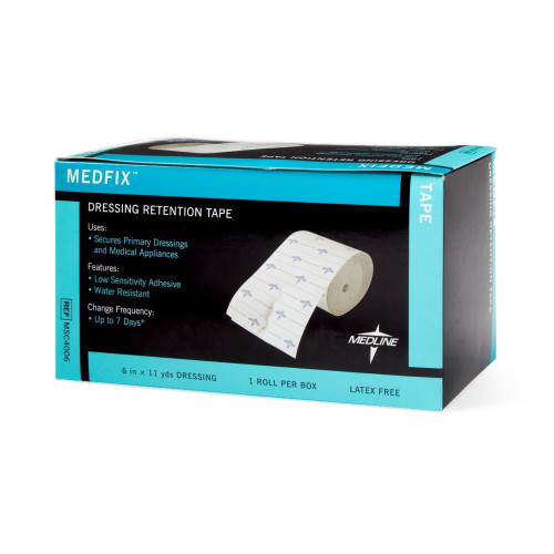 Dressing Retention Tape with Liner MedFix Water Resistant Nonwoven 6 Inch X 11 Yard White NonSterile MSC4006 Box/1