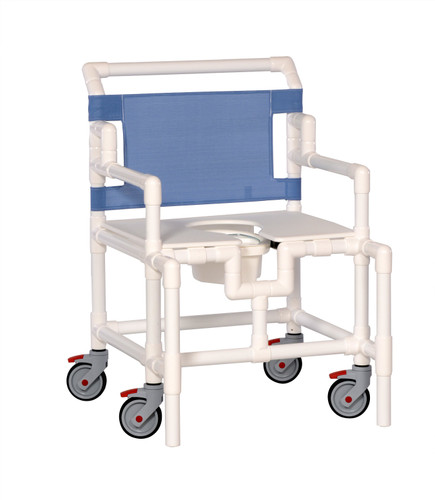 Bariatric Commode / Shower Chair ipu Fixed Arm PVC Frame Mesh Back 24 Inch Seat Width SC550P Each/1