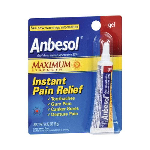Oral Pain Relief Anbesol 20% Strength Benzocaine Oral Gel 0.33 oz. 00573022567 Each/1