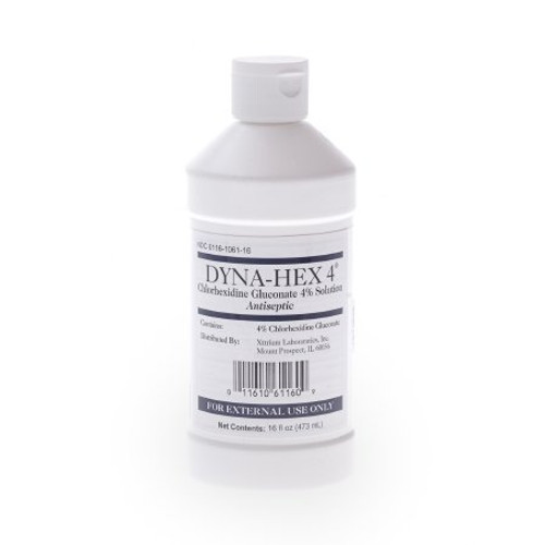 Surgical Scrub Solution Dyna-Hex 4 16 oz. Bottle 4% Strength CHG Chlorhexidine Gluconate NonSterile 1061DYN16MED Case/12 Surgical Scrub Solution Dyna-Hex 4 16 oz. Bottle 4% Strength CHG Chlorhexidine Gluconate NonSterile 1061DYN16MED Case/12