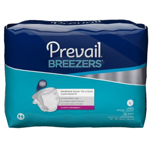 Unisex Adult Incontinence Brief Prevail Breezers Large Disposable Heavy Absorbency PVB-013/2