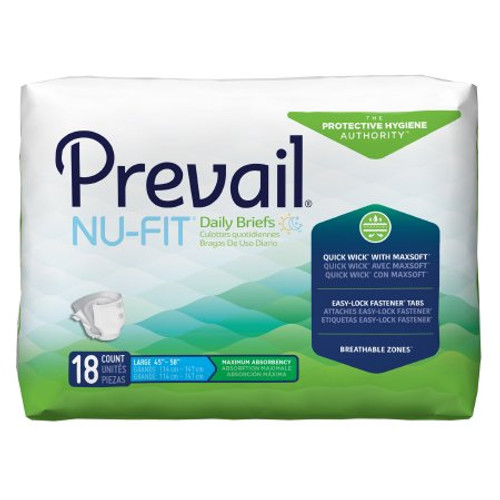 Unisex Adult Incontinence Brief Prevail Nu-Fit Large Disposable Heavy Absorbency NU-013/1