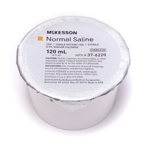 McKesson Irrigation Solution Sodium Chloride 0.9% Not for Injection Foil-Lidded Cup 120 mL 37-6220