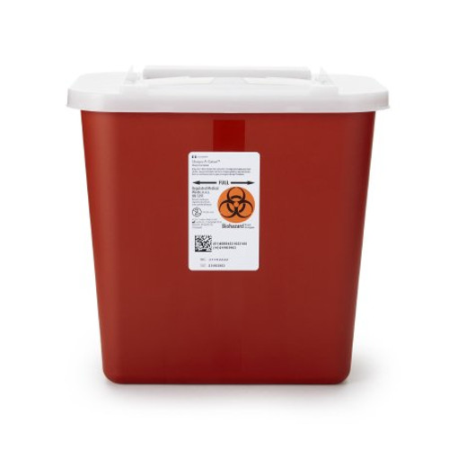 Sharps Container Sharps-A-Gator 10-1/4 H X 7 D X 10-1/2 W Inch 2 Gallon Red Base / Translucent Lid Vertical Entry Sliding Lid 31142222