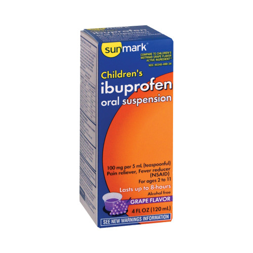 Children s Pain Relief sunmark 100 mg / 5 mL Strength Ibuprofen Oral Suspension 4 oz. 49348049934 Each/1