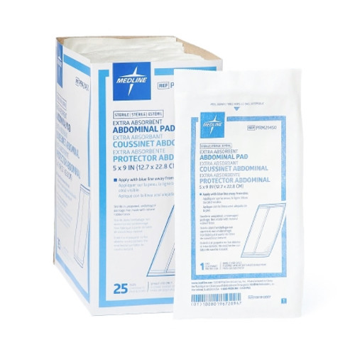 Abdominal Pad Caring Nonwoven Cellulose 5 X 9 Inch Rectangle Sterile PRM21450