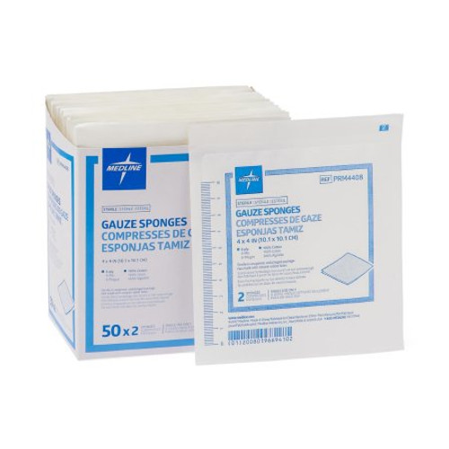 Gauze Sponge Caring Cotton 8-Ply 4 X 4 Inch Square Sterile PRM4408