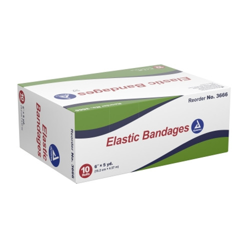 Elastic Bandage Dynarex 6 Inch X 4-1/2 Yard Standard Compression Clip Detached Closure Tan NonSterile 3666