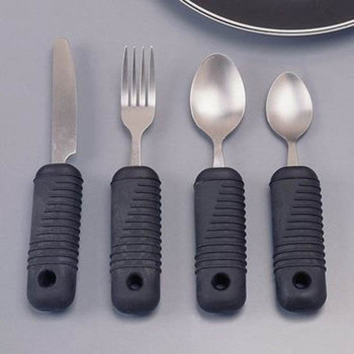 Teaspoon Sure Grip Adaptive Silver / Black Stainless Steel / Rubber A703200 Each/1