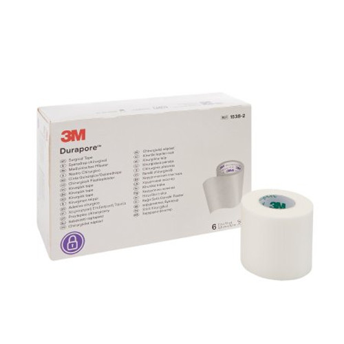 Medical Tape 3M Durapore High Adhesion Silk-Like Cloth 2 Inch X 10 Yard White NonSterile 1538-2