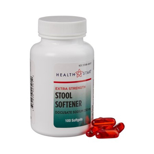 Stool Softener Geri-Care HealthStar Softgel 100 per Bottle 250 mg Strength Docusate Sodium 425-01-HST
