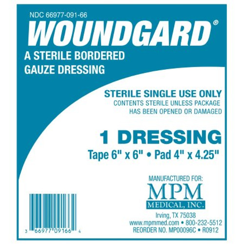 Adhesive Dressing WoundGard 6 X 6 Inch Gauze Square White Sterile MP00096C