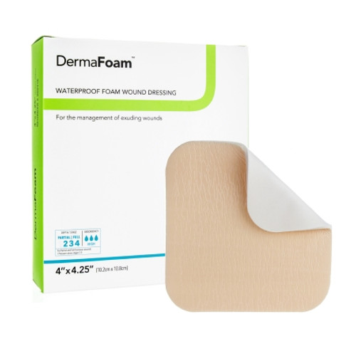 Foam Dressing DermaFoam 4 X 4-1/4 Inch Rectangle Non-Adhesive without Border Sterile 00291E