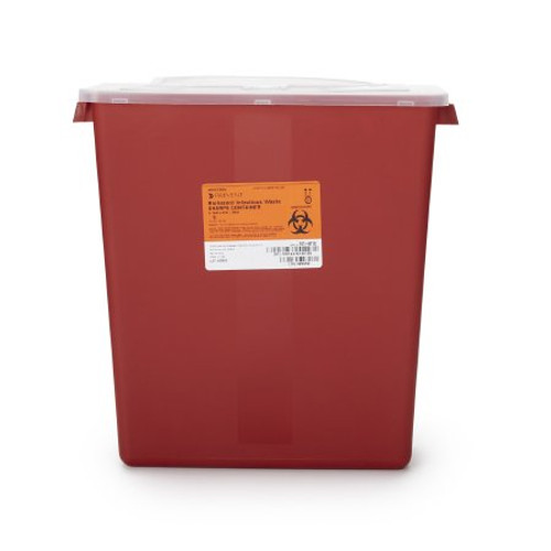Sharps Container McKesson 13-1/2 H X 12-1/2 W X 6 D Inch 3 Gallon Red Base / Translucent Lid Horizontal Entry Hinged Snap On Lid 101-8710