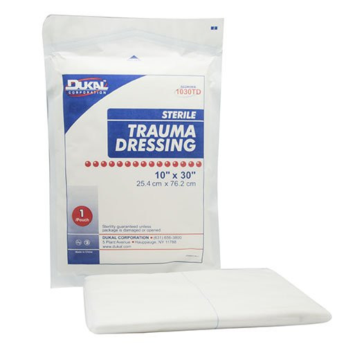 Trauma Dressing Dukal Nonwoven 1-Ply 10 X 30 Inch Rectangle Sterile 1030TD Case/25