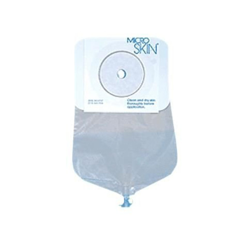Urostomy Pouch MicroSkin One-Piece System 9 Inch Length 7/8 Inch Stoma Drainable Flat Pre-Cut 86322W Box/10