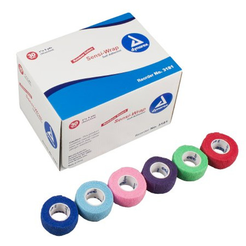 Cohesive Bandage Sensi-Wrap 1 Inch X 5 Yard Standard Compression Self-adherent Closure Red / Green / Purple / Dark Blue / Pink / Light Blue NonSterile 3181